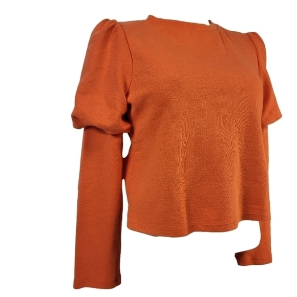 Zara Orange Ruffle Cropped Sweater - Picture 3 of 6
